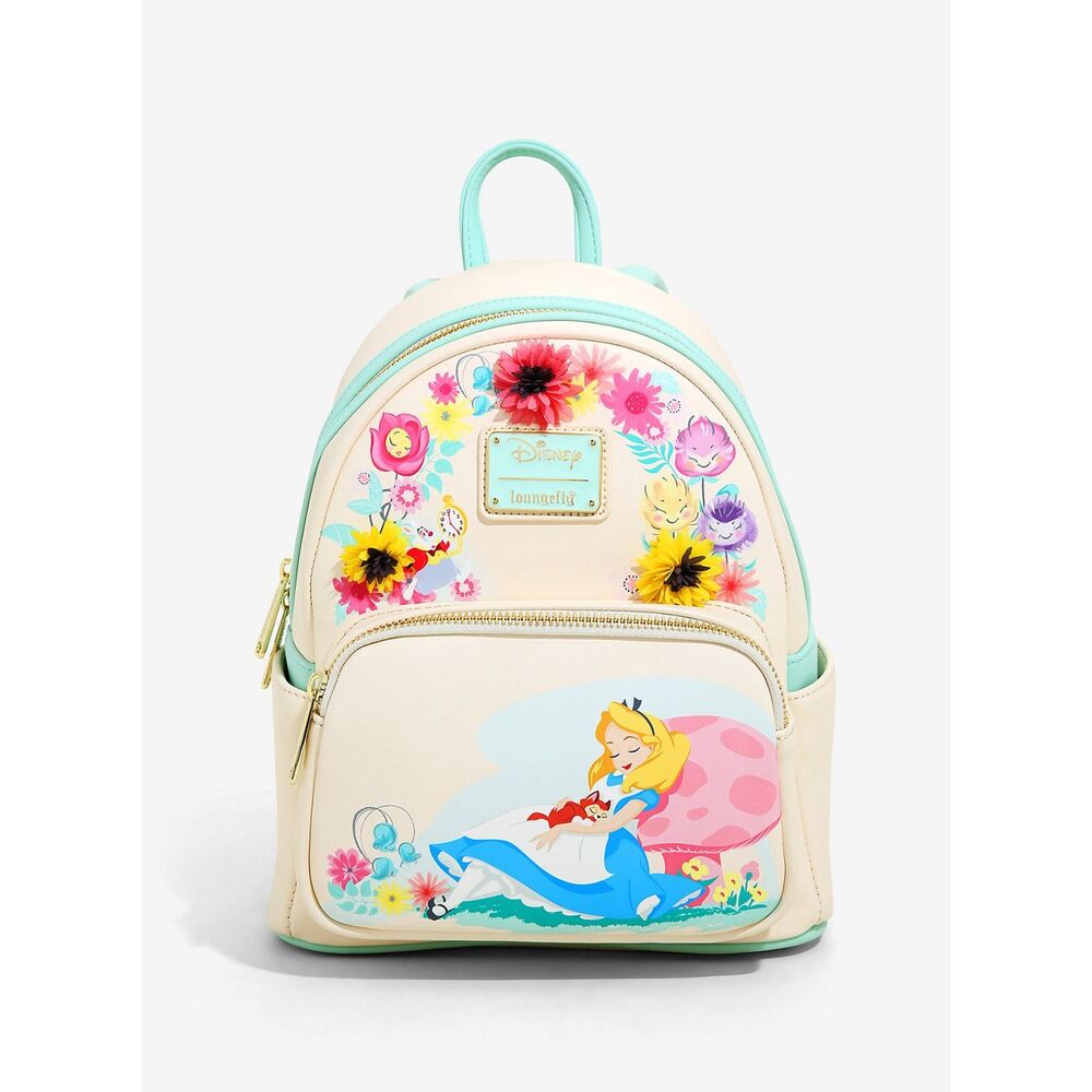 HTF Loungefly Disney Alice in Wonderland Garden sleep Flowers Backpack BL excl